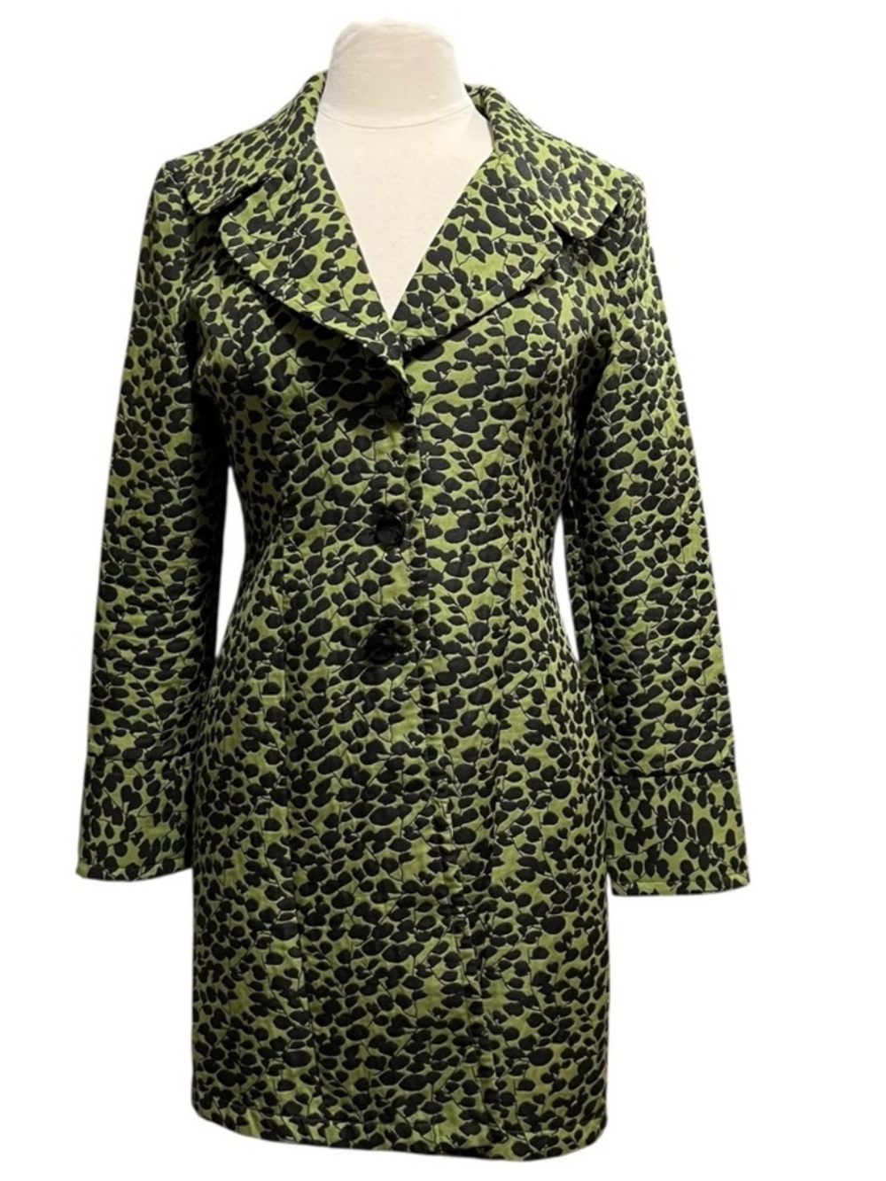 Ou Empereur Ou Rien Green & Black Leopard Print Button Front Jacket Size 7